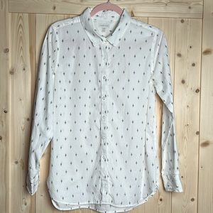 Garnet Hill Women’s Essential Organic Cotton Button Down Long Sleeve Shirt‎ Sz 8
